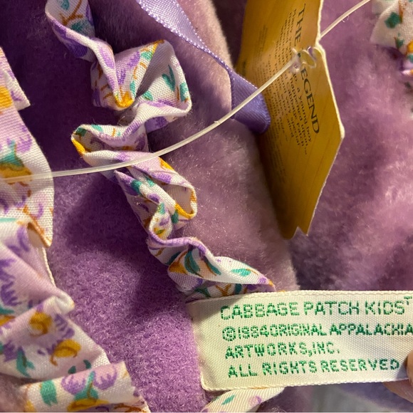 NWT! Vintage 1984 Cabbage Patch Kids Purple doll slippers 9-10 stuffed plush - Picture 8 of 9